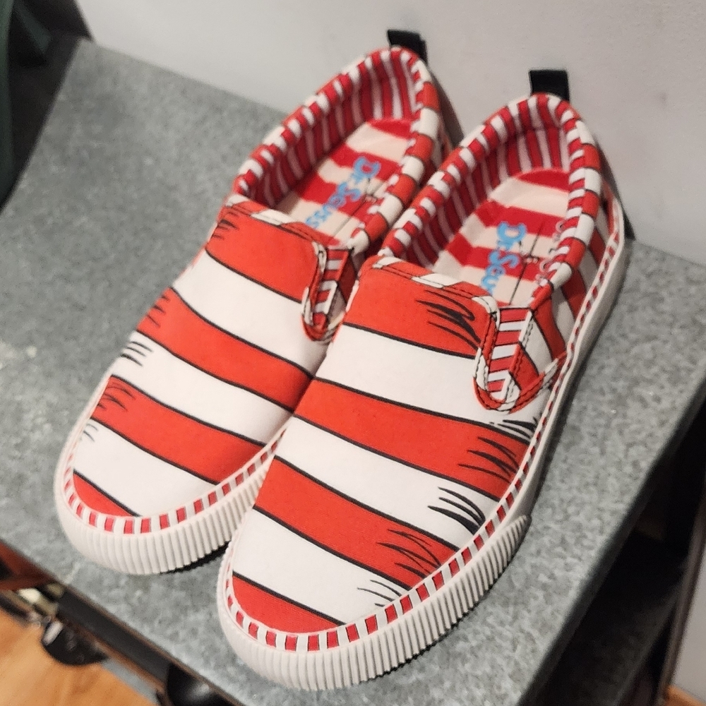 Skechers x Dr.Seuss Cat in the Hat Red and White Striped Slip-On Shoes